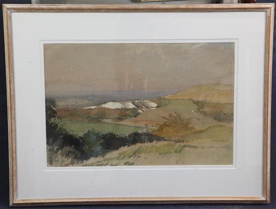 Charles Knight RWS ROI October Evening, Wolstonbury from Newtimber Hill, Sussex 14 x 21.5in.